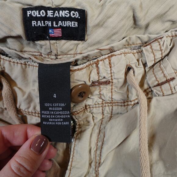 Ralph Lauren Pants Womens 4 Cargo Military Paratrooper Utility Brown Y2K 90s - Picture 7 of 11